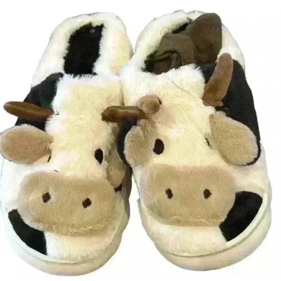 NWT cow slippers with socks size 7.5-8.5 women - Picture 1 of 8